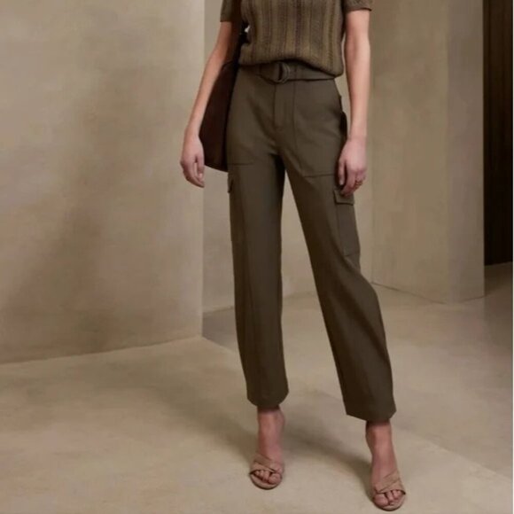 Banana Republic SLIM REFINED STRETCH CARGO PANT sz 14S Brown - Picture 1 of 11